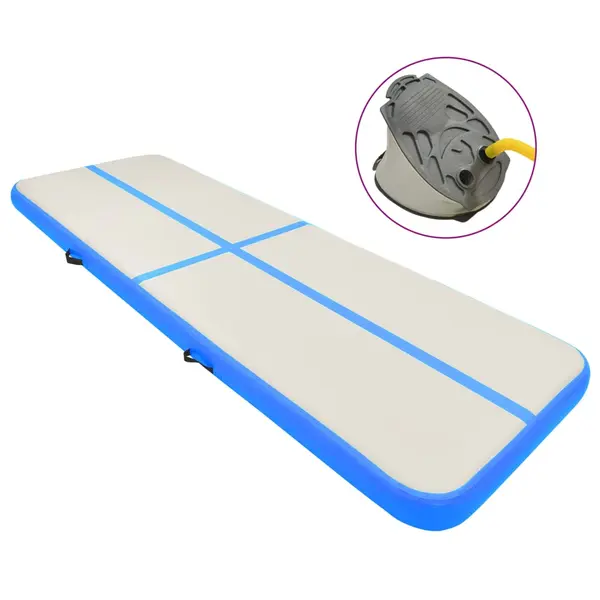 Gossi saltea gimnastica gonflabila cu pompa albastru 400x100x20cm pvc