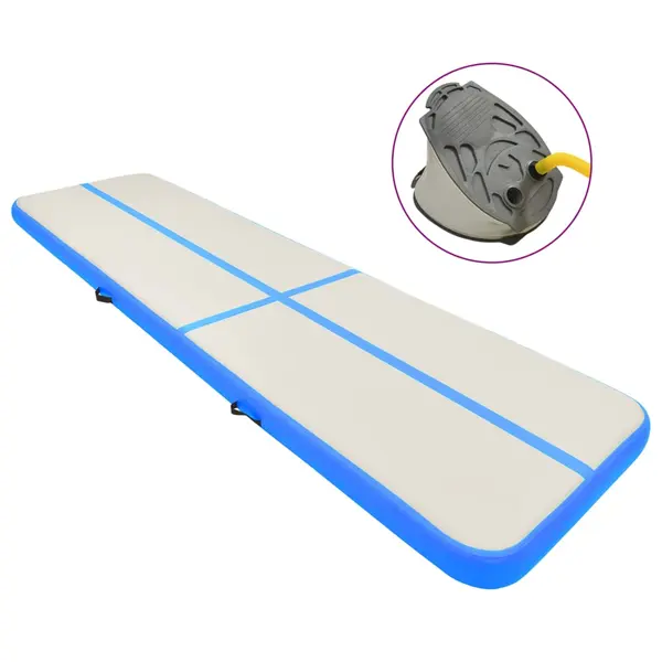 Gossi saltea gimnastica gonflabila cu pompa albastru 800x100x15cm pvc