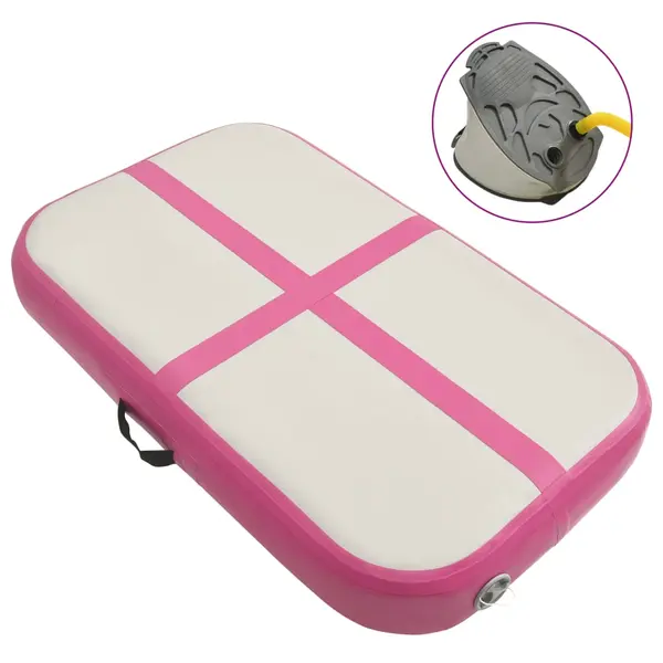Gossi saltea gimnastica gonflabila cu pompa roz 60x100x10 cm pvc