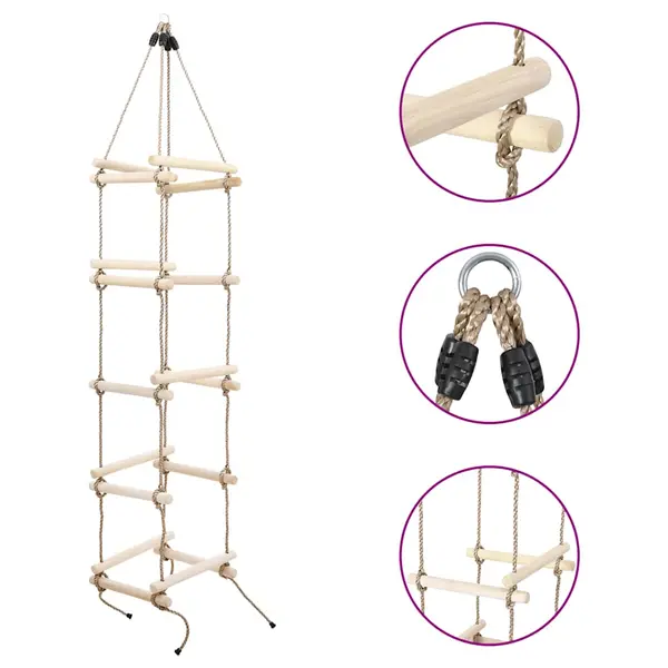 Gossi scara din franghie pentru copii, 200 cm, lemn