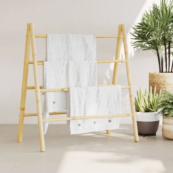 Gossi scara dubla pentru prosoape cu 4 trepte, 90x50x100 cm, bambus