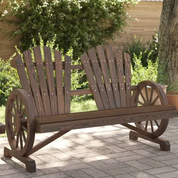 Gossi scaun adirondack de gradina, 2 locuri, lemn masiv de brad