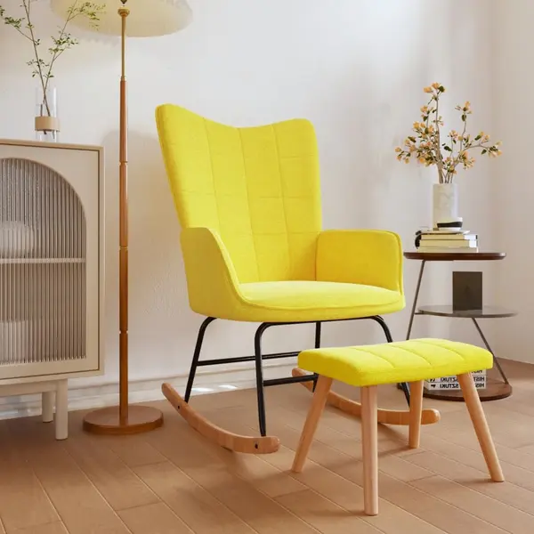 Gossi scaun balansoar cu taburet, galben mustar, textil