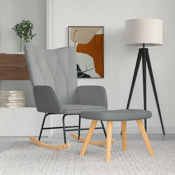Gossi scaun balansoar cu taburet, gri deschis, textil