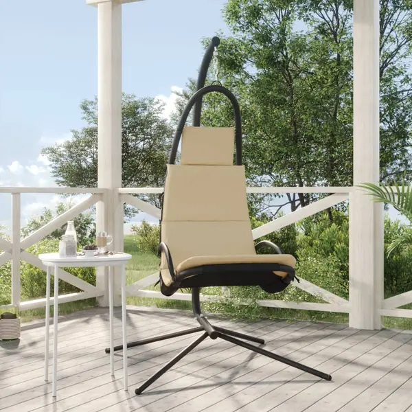 Gossi scaun balansoar gradina, cu perna, crem, textil oxford si otel
