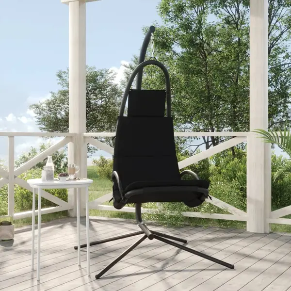 Gossi scaun balansoar gradina cu perna, negru, textil oxford si otel