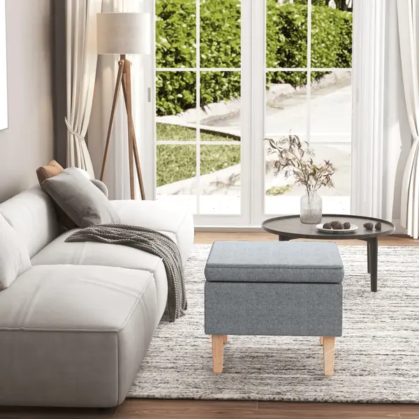 Gossi scaun cu picioare din lemn, gri deschis, material textil