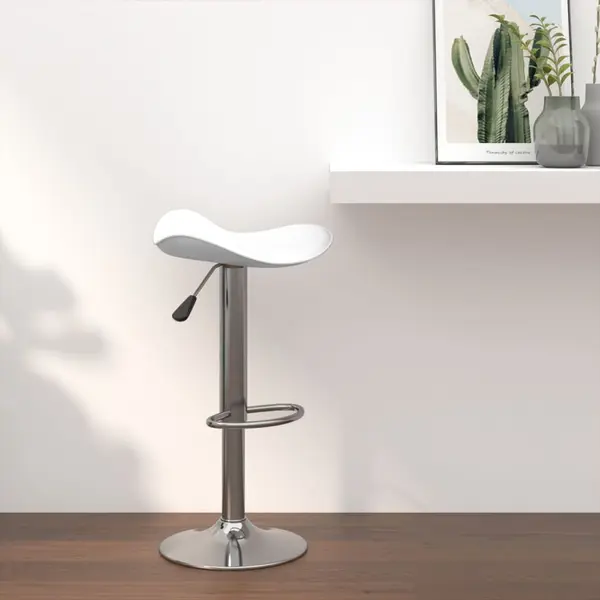 Gossi scaun de bar, alb, otel cromat si piele artificiala