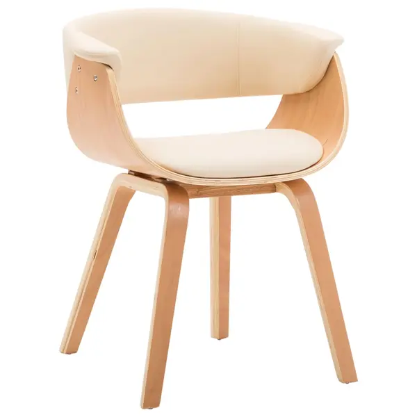 Gossi scaun de bucatarie, crem, lemn curbat si piele ecologica