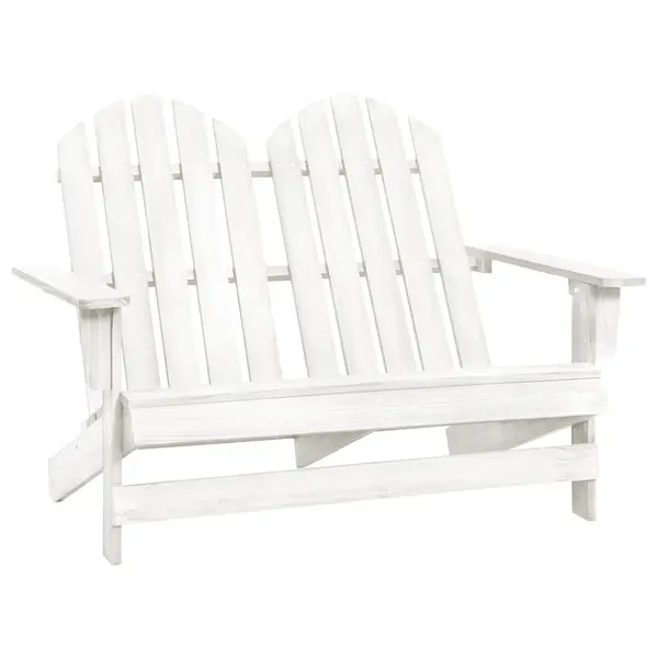 Gossi scaun de gradina adirondack cu 2 locuri, alb, lemn masiv brad