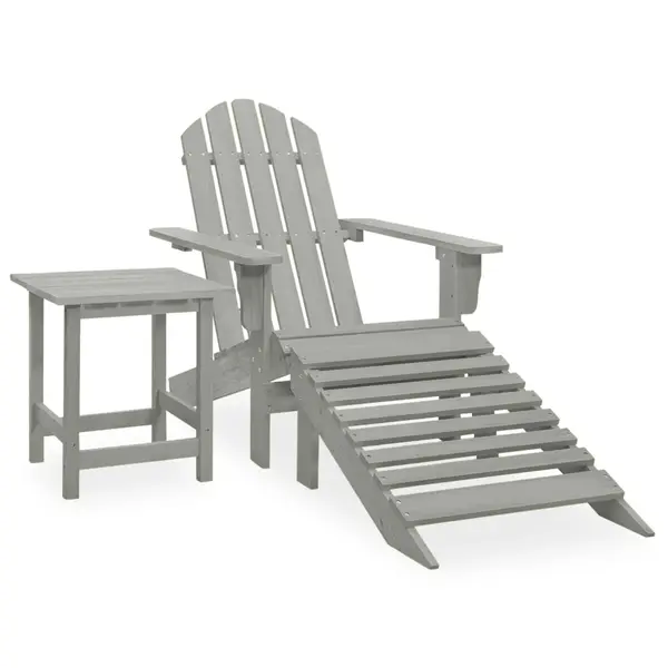 Gossi scaun de gradina adirondack cu otoman & masa, gri, lemn brad