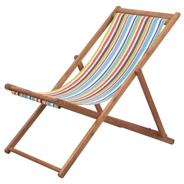 Gossi scaun de plaja pliabil, multicolor, textil si cadru din lemn