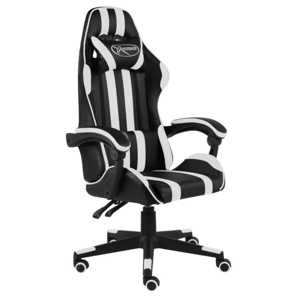 Gossi scaun de racing, negru si alb, piele ecologica