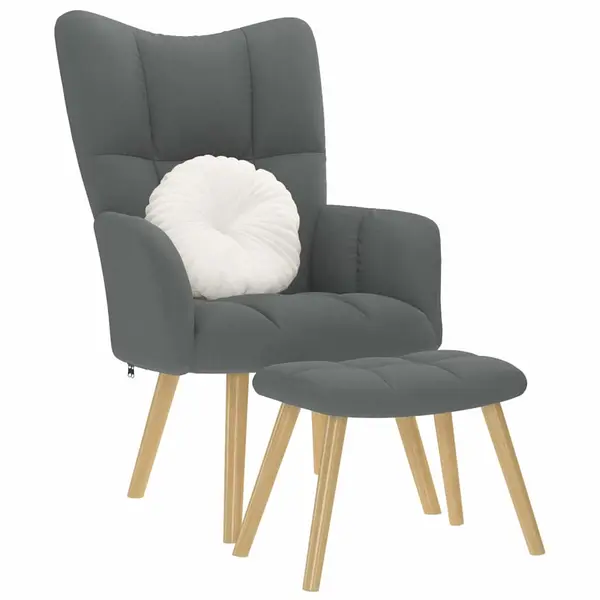 Gossi scaun de relaxare cu taburet, gri deschis, textil
