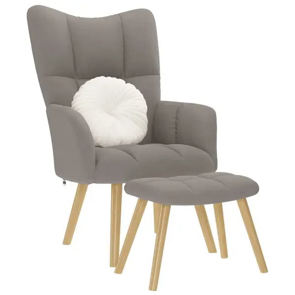 Gossi scaun de relaxare cu taburet, gri taupe, textil