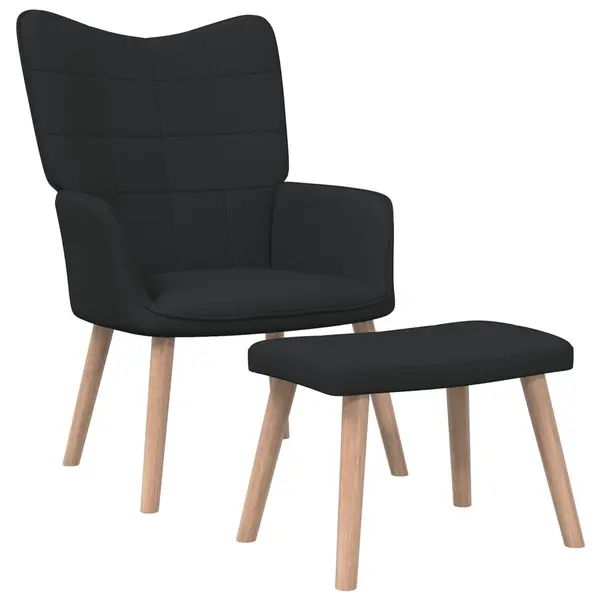 Gossi scaun de relaxare cu taburet, negru, textil