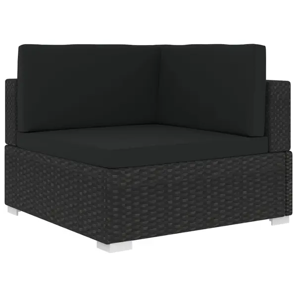 Gossi scaun modular de colt, 1 buc., negru, poliratan, cu perne