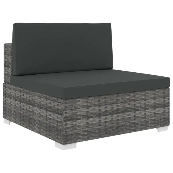 Gossi scaun modular de mijloc, 1 buc., gri, poliratan, cu perne