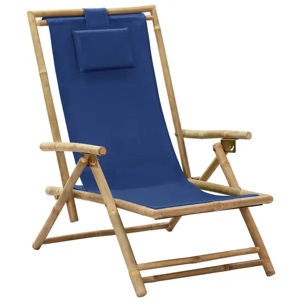Gossi scaun rabatabil de relaxare, bleumarin, bambus & tesatura