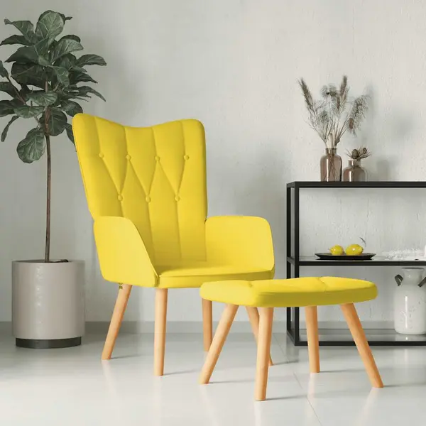 Gossi scaun relaxare cu taburet, galben mustar, textil
