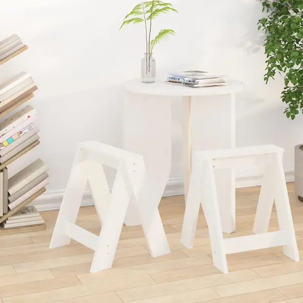 Gossi scaune, 2 buc., alb, 40x40x45 cm, lemn masiv de pin