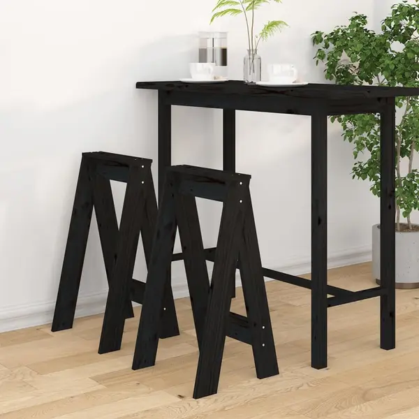 Gossi scaune, 2 buc., negru, 40x40x75 cm, lemn masiv de pin