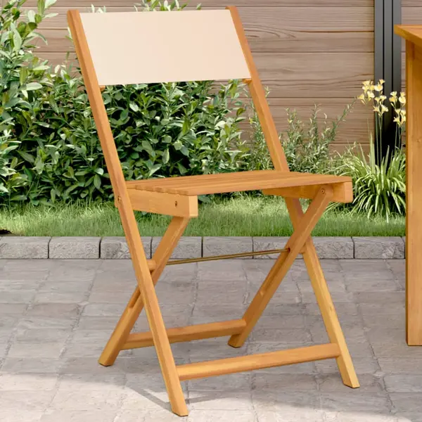 Gossi scaune bistro 2 buc., bej, lemn masiv acacia si textil