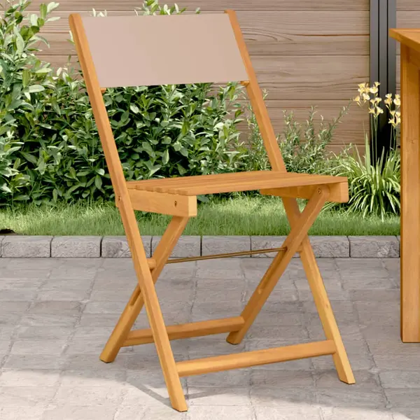 Gossi scaune bistro 2 buc., taupe, lemn masiv acacia si textil