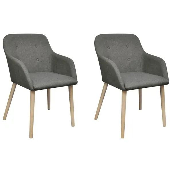 Gossi scaune bucatarie 2 buc, gri deschis, textil & lemn stejar masiv