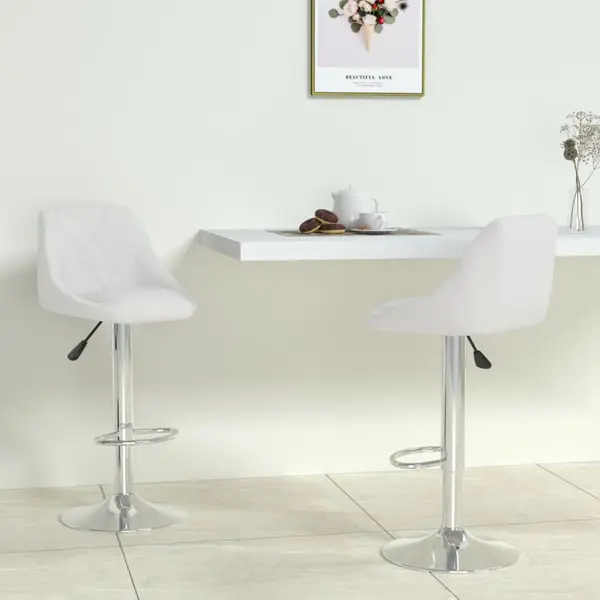 Gossi scaune de bar, 2 buc., alb, piele ecologica