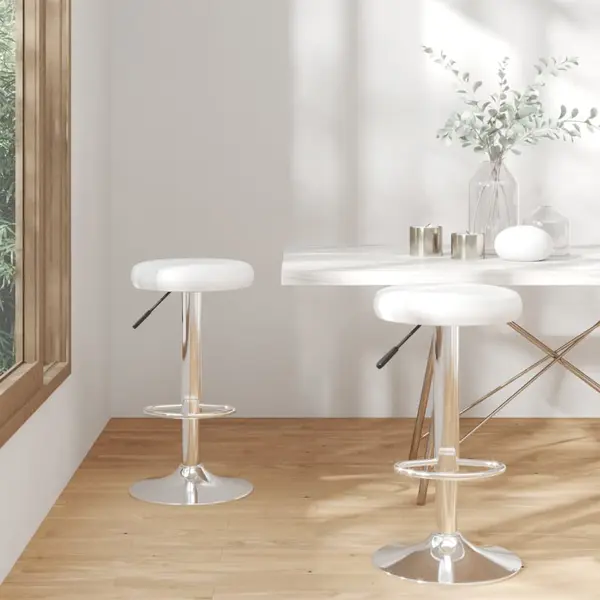 Gossi scaune de bar, 2 buc., alb, piele ecologica