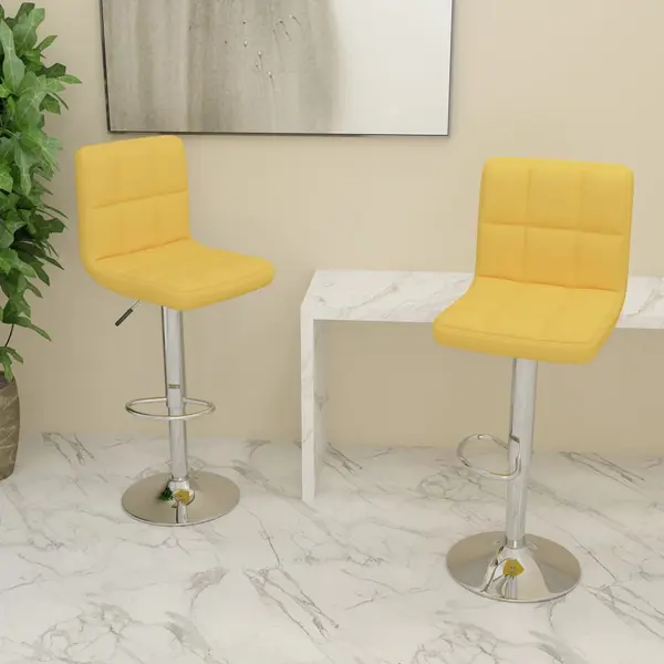 Gossi scaune de bar, 2 buc., galben mustar, material textil