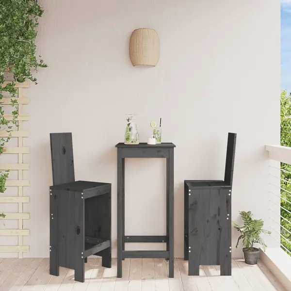 Gossi scaune de bar, 2 buc., gri, 40x42x120 cm, lemn masiv de pin