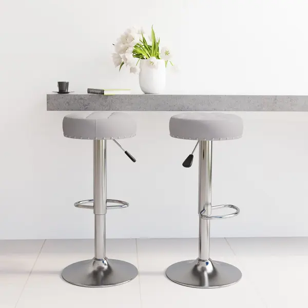Gossi scaune de bar, 2 buc., gri, material textil