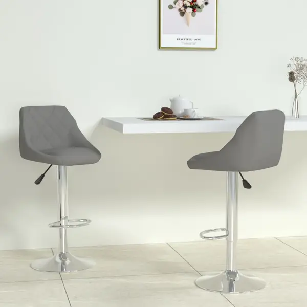Gossi scaune de bar, 2 buc., gri, piele ecologica