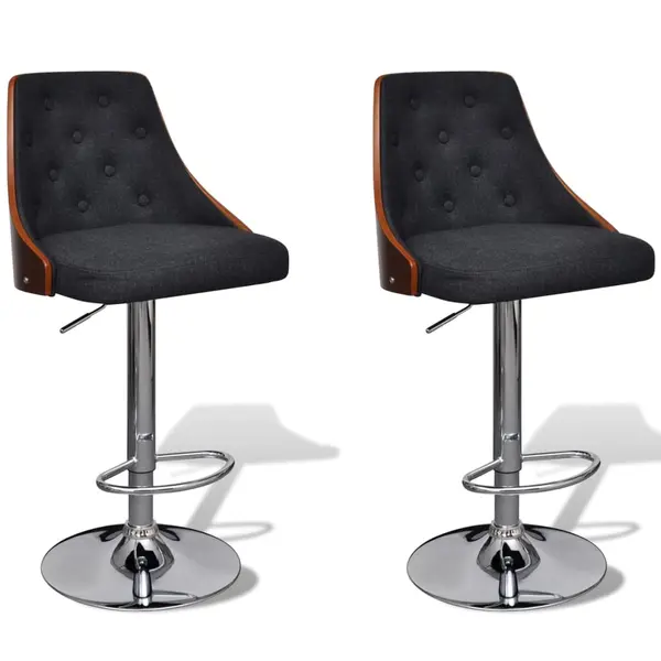 Gossi scaune de bar, 2 buc., lemn curbat si material textil