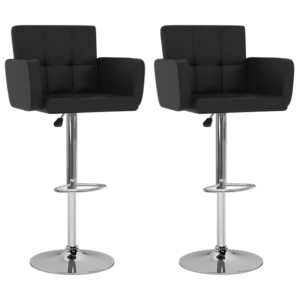 Gossi scaune de bar, 2 buc., negru, piele ecologica