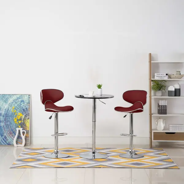 Gossi scaune de bar, 2 buc., rosu vin, piele ecologica