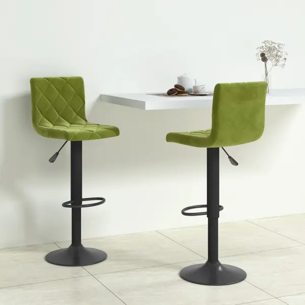 Gossi scaune de bar, 2 buc., verde deschis, catifea