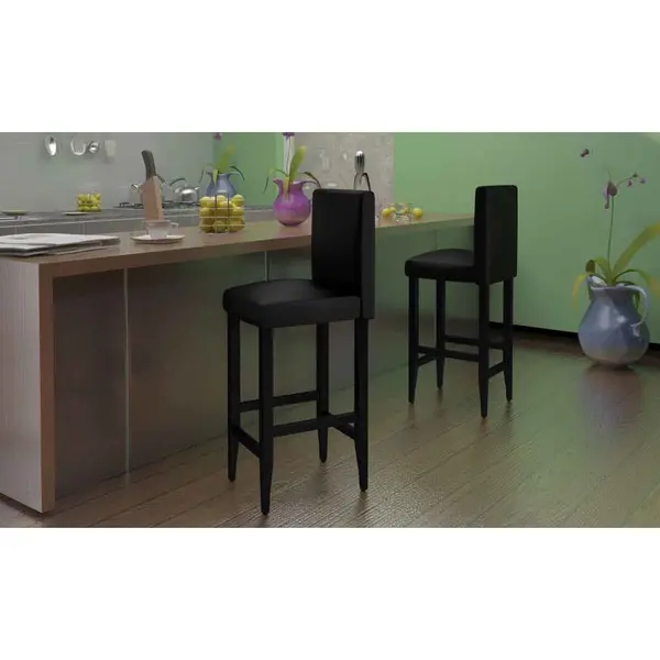 Gossi scaune de bar, 6 buc., negru, piele ecologica