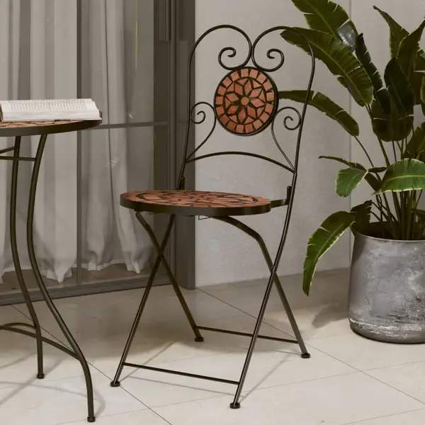 Gossi scaune de bistro pliabile, 2 buc., caramiziu, ceramica