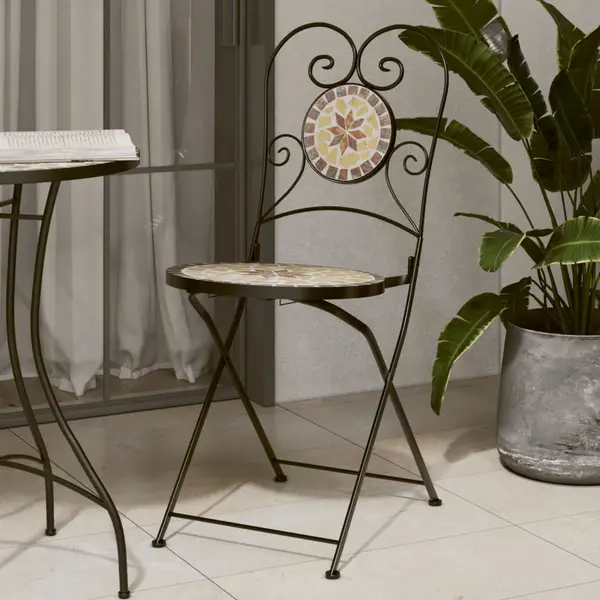 Gossi scaune de bistro pliabile, 2 buc., caramiziu si alb, ceramica