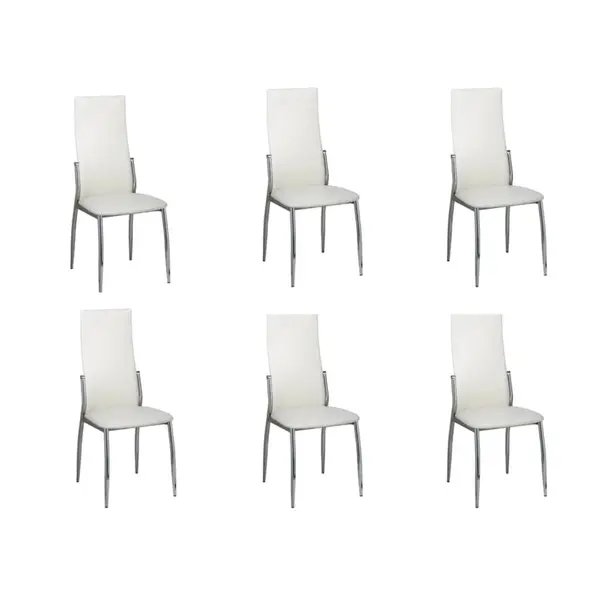 Gossi scaune de bucatarie, 6 buc., alb, piele ecologica