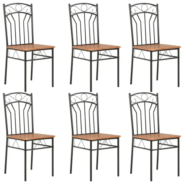 Gossi scaune de bucatarie, maro, 6 buc., mdf