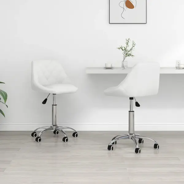 Gossi scaune de bucatarie pivotante, 2 buc., alb, piele artificiala