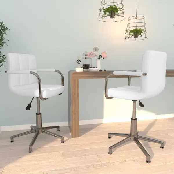 Gossi scaune de bucatarie pivotante, 2 buc., alb, piele artificiala