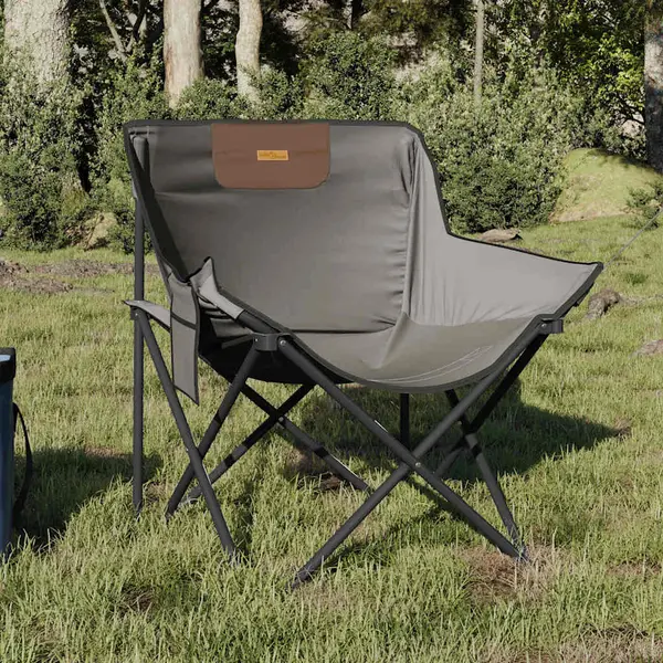Gossi scaune de camping cu buzunar, pliabile, 2 buc., gri