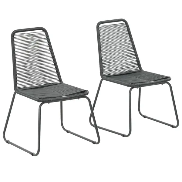 Gossi scaune de exterior, 2 buc., negru, poliratan