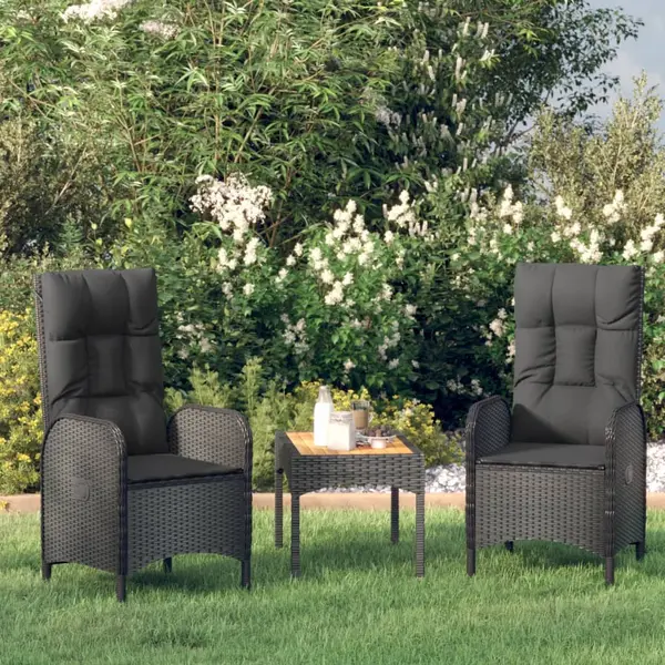 Gossi scaune de exterior, 2 buc., negru, poliratan