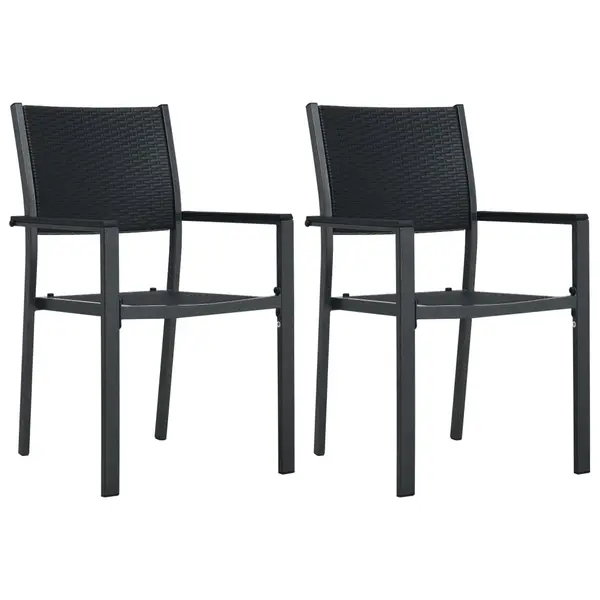 Gossi scaune de gradina, 2 buc., negru, plastic, aspect ratan